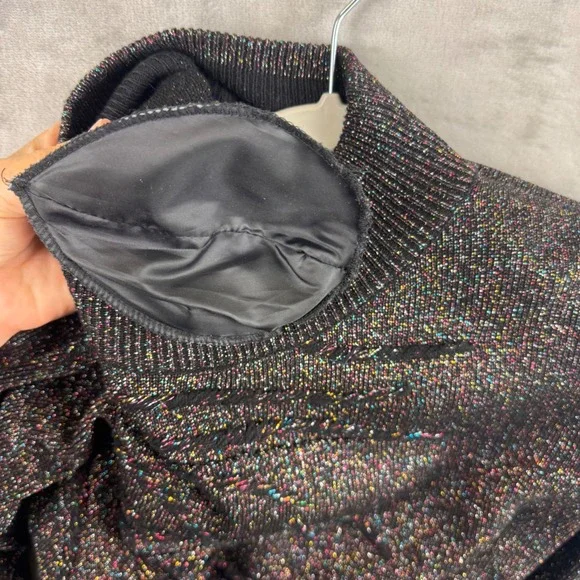 Dressbarn Metallic Sparkle Knit Sweater Mock Neck Black Womens 14/16 (1361) - Picture 5 of 10
